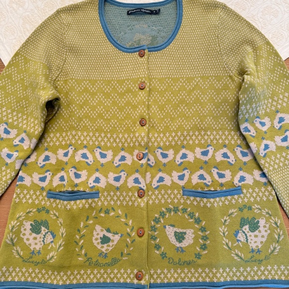 Gudrun Sjöden Charming CHICKEN Print Cardigan – NWOT - Picture 3 of 15